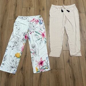 Soma Bundle of 2 Floral and Polka Dot Pajama Pants Size Large Lounge Comfy Light